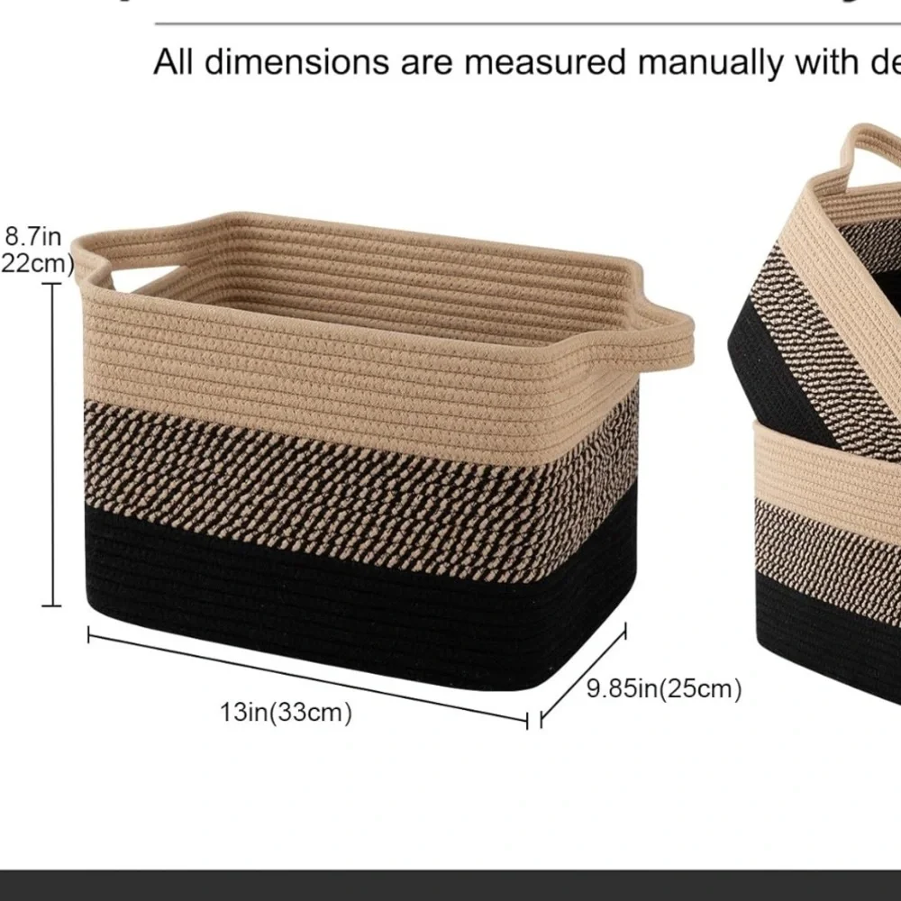 NEW Chic Woven Storage Baskets in Cream and Brown
